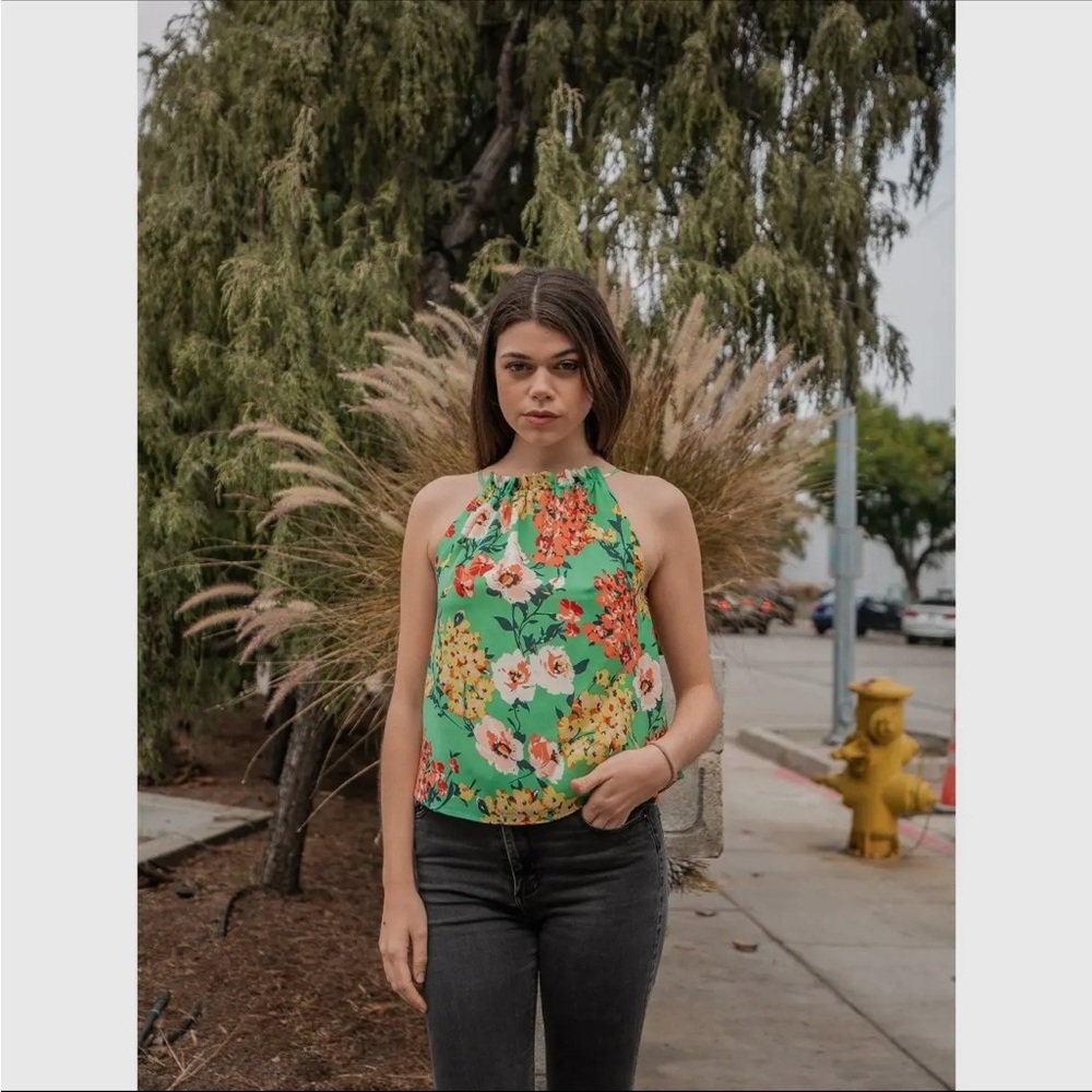 Vibrant Floral Halter Blouse